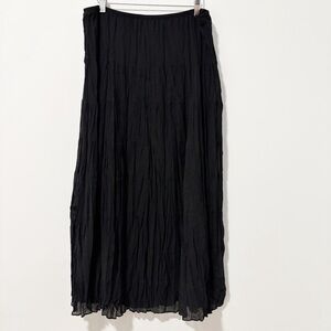 MSK Crinkled Maxi Tiered Skirt Womens Size XL Black Whimsigoth Witchy Flowy Punk